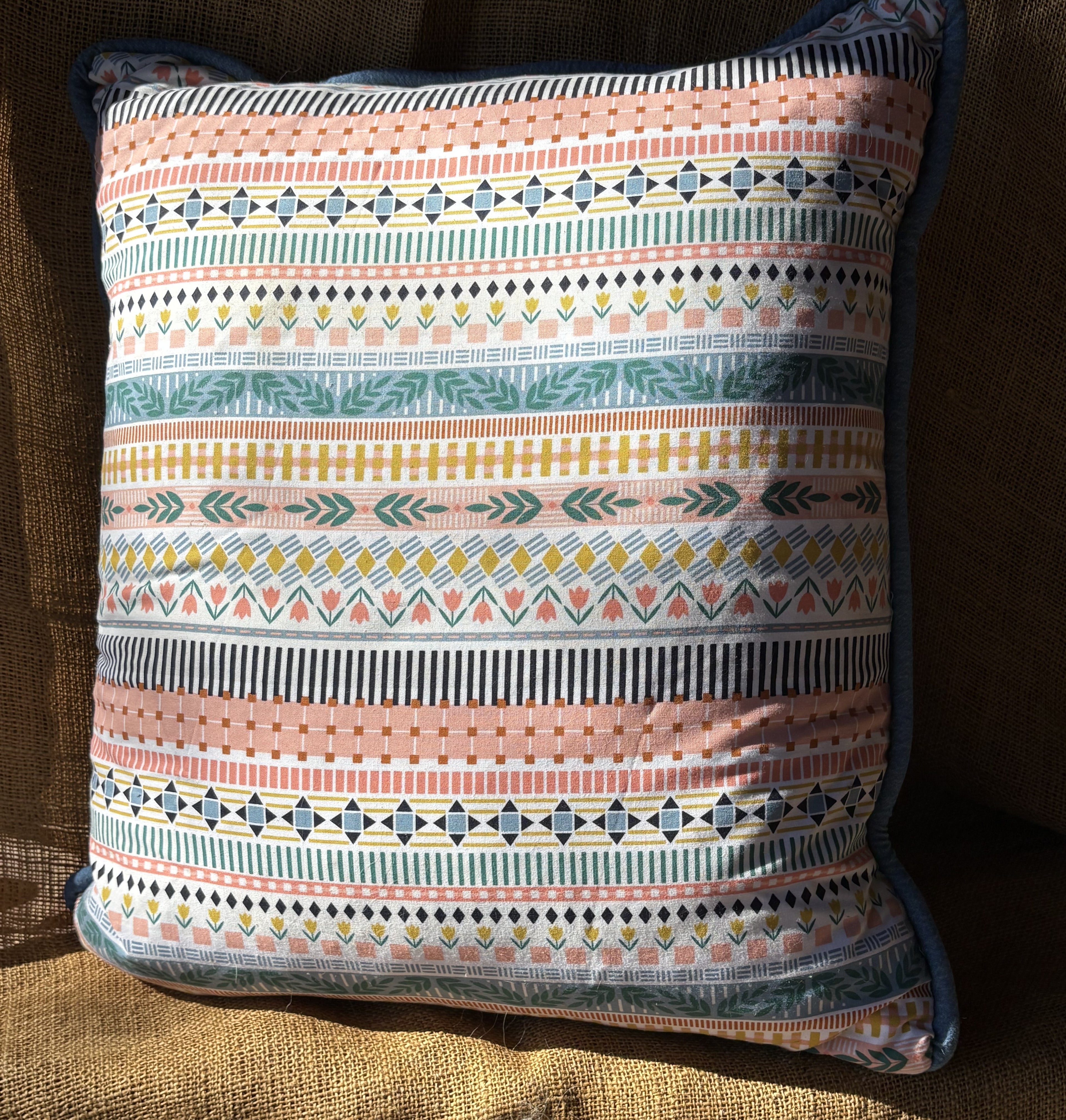 Embroidered Skull Pillow with Beads and Bows