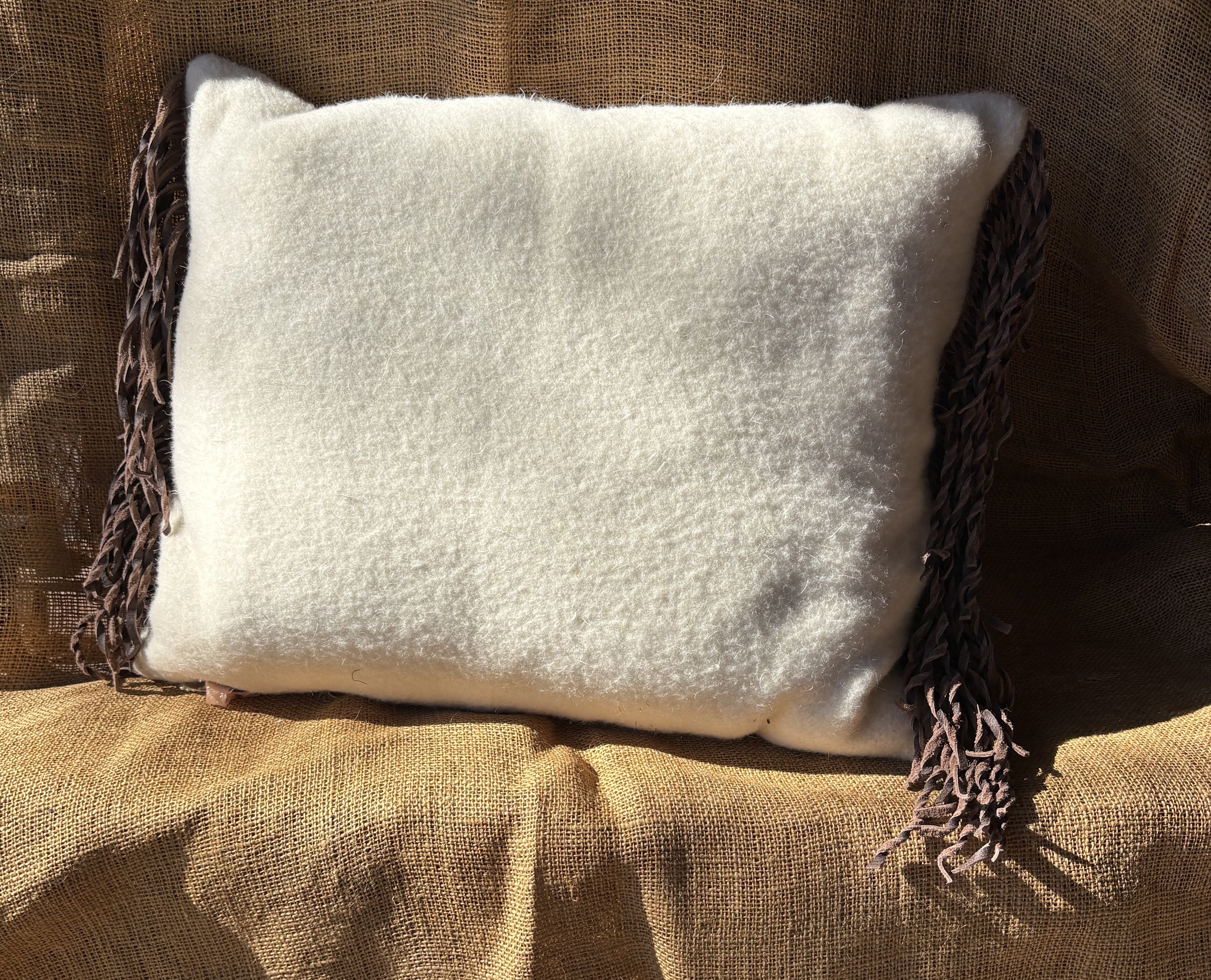 Pebble Grain Genuine Leather Whip Laced Bronc'N'Dolls Pillow