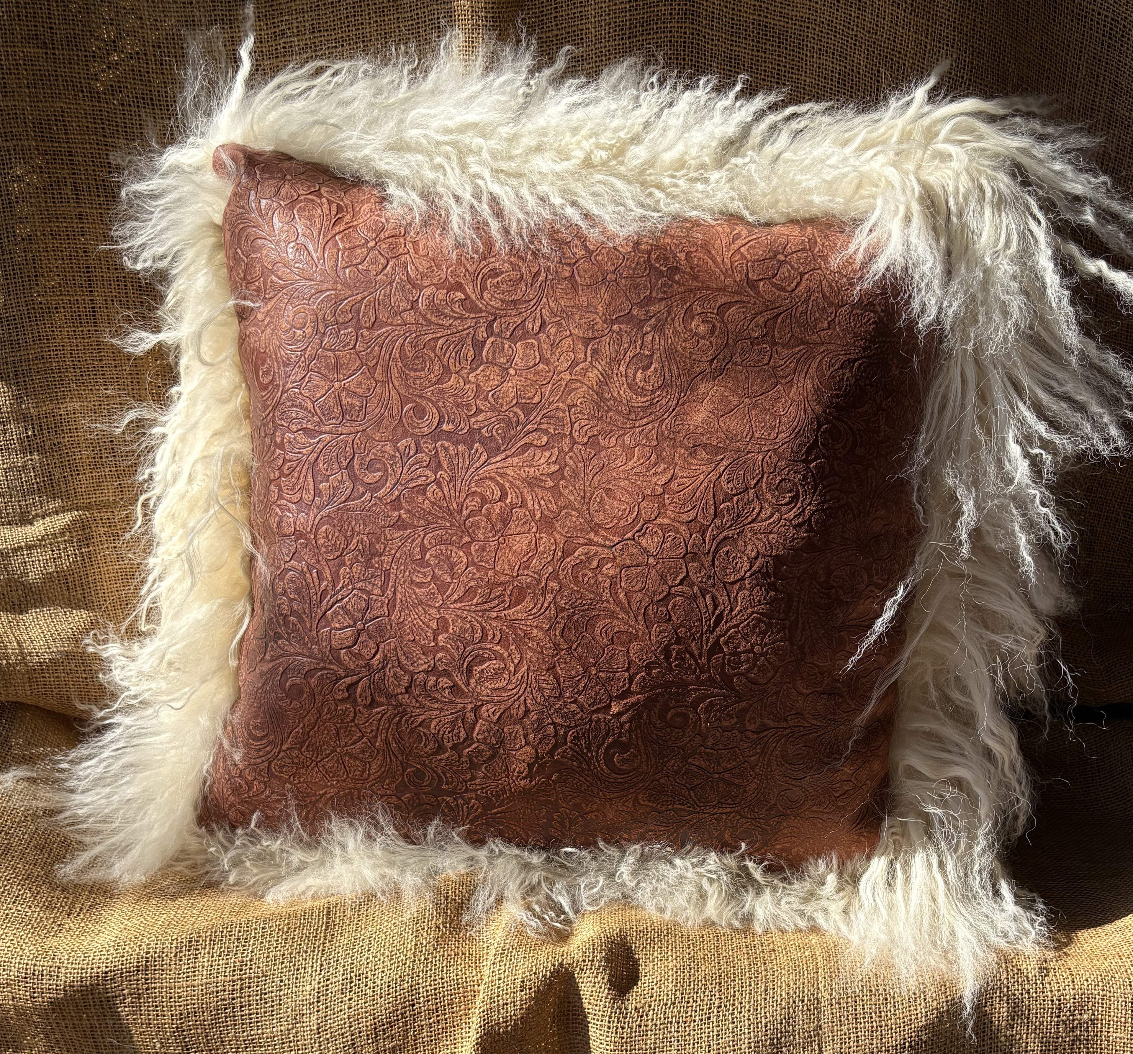 Tooled Leather Pillow